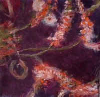 abstraktes, florales Werk auf Leinwand, 20X20cm, verf&uuml;gbar